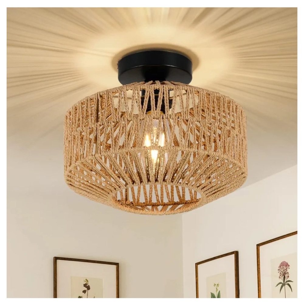 UNOPENED Woven Rattan Ceiling Light Fixture